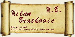 Milan Bratković vizit kartica
